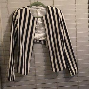 Striped hi-lo blazer